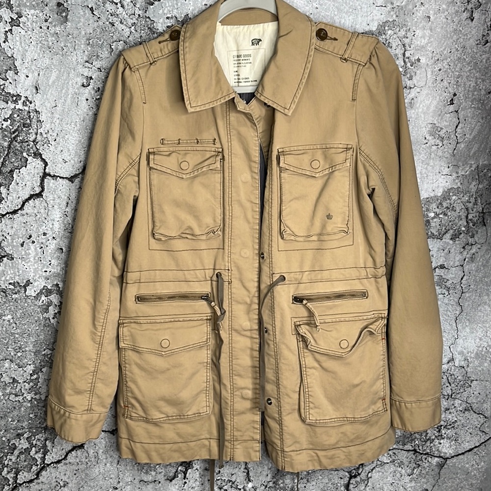 Khaki Tan Utility Cargo Field Jacket Size Medium G1 Basic Goods